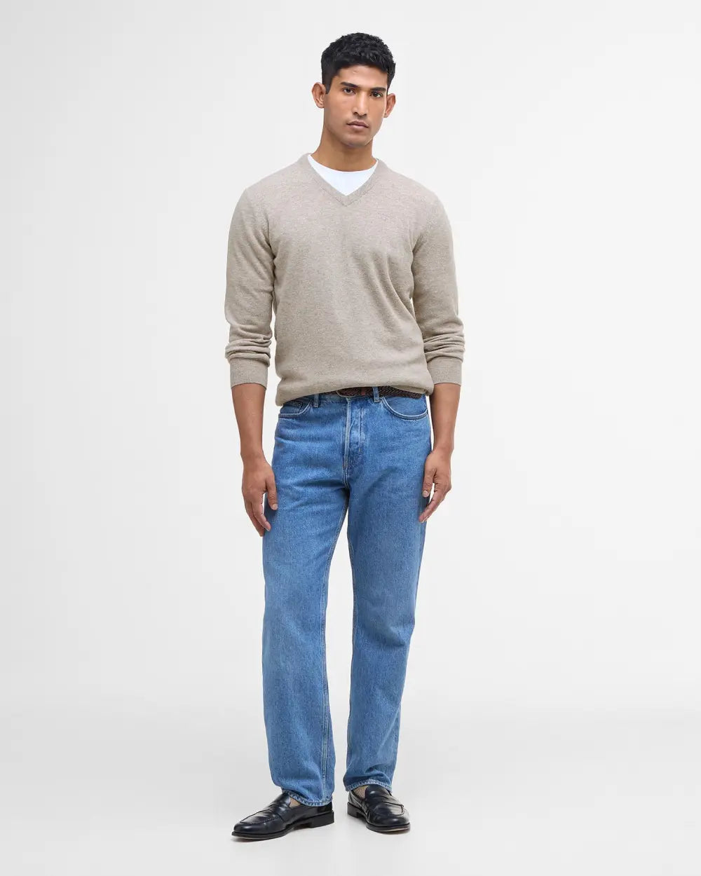 Barbour Essentail LW V Neck Stone