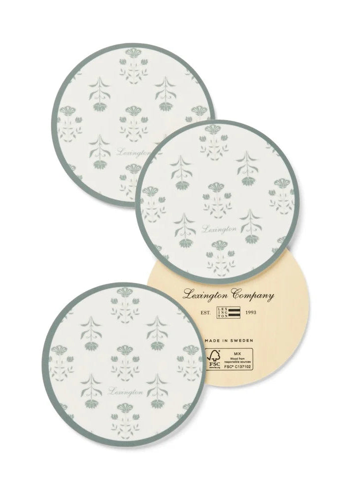Lexington Floral laminated Coaster Set/4 GR/WH