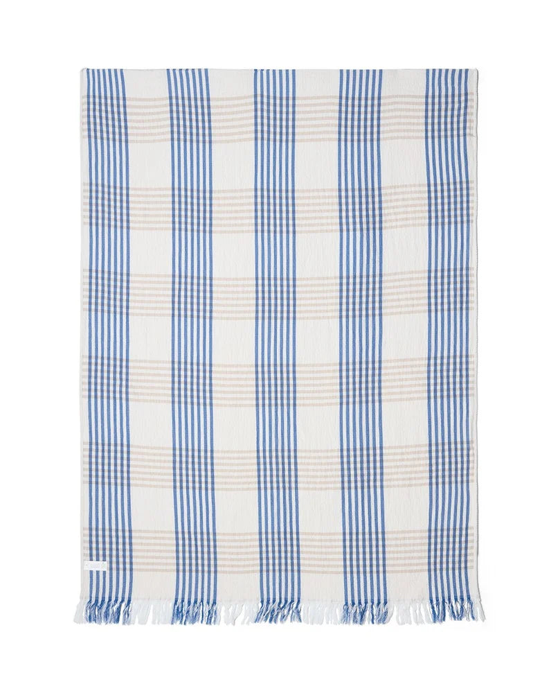 Lexington Striped Check Cotton Throw WH/BE/NY