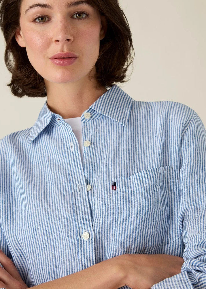 Lexington Classic Linen Shirt Blue/white Stripe