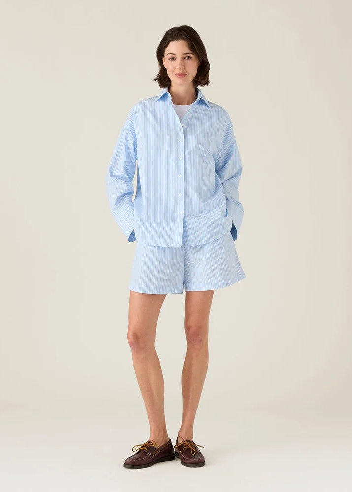 Lexington Casual Org Cotton Poplin Blue Multi Stri