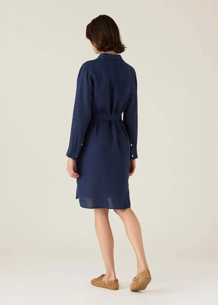 Lexington Linen Shirt Dress Navy