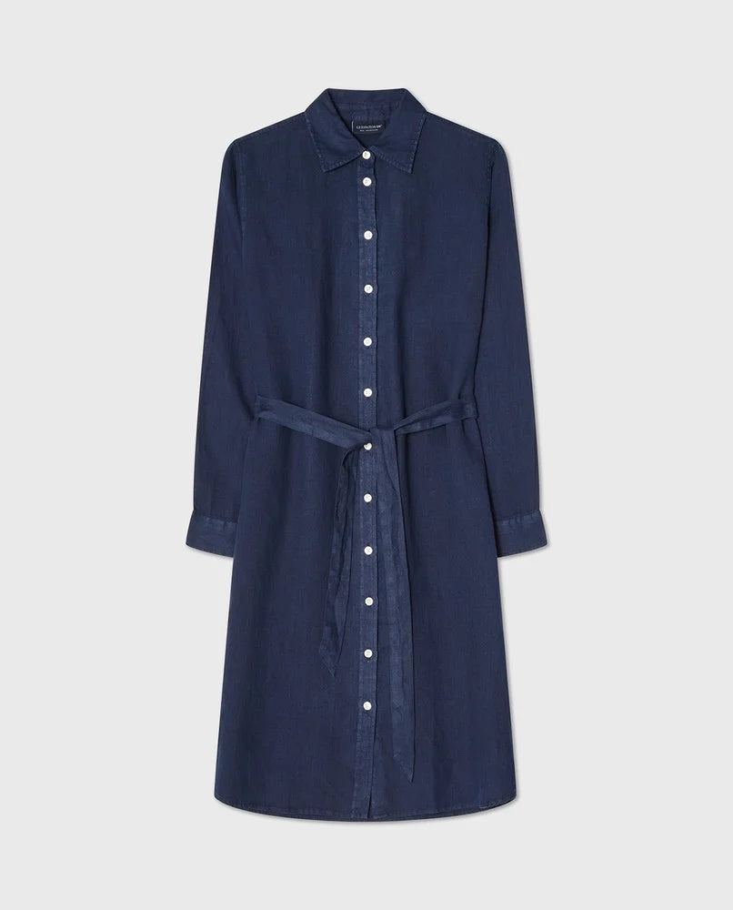 Lexington Linen Shirt Dress Navy
