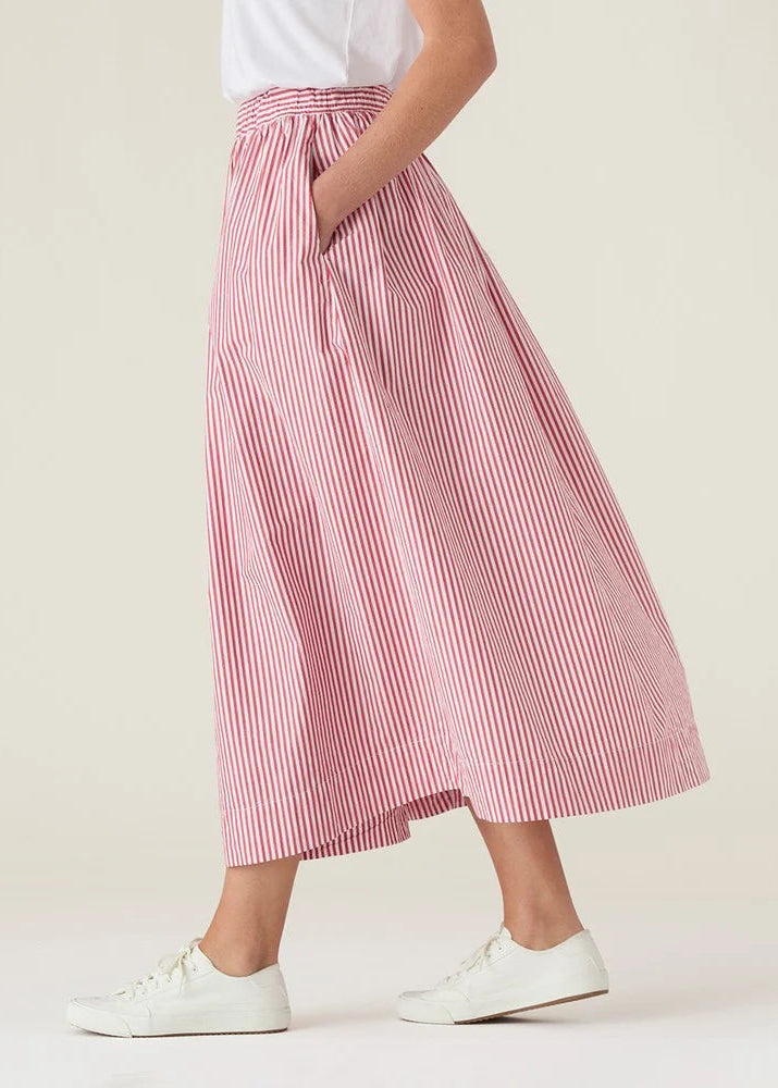 Lexington Org Cotton Poplin Skirt Red/white strip