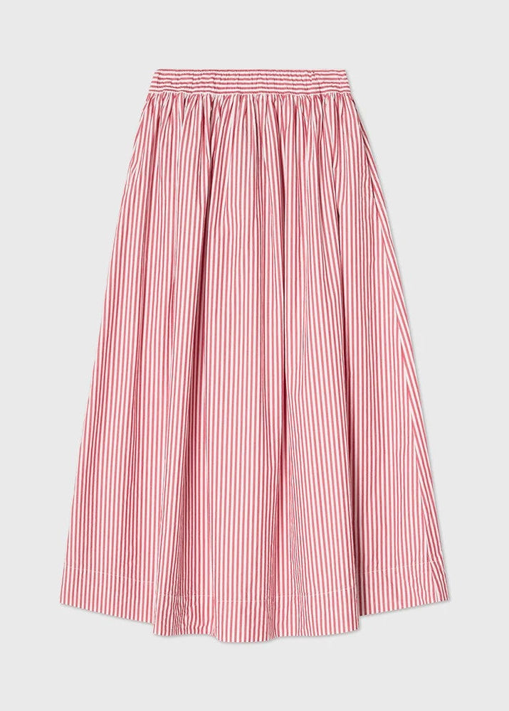 Lexington Org Cotton Poplin Skirt Red/white strip