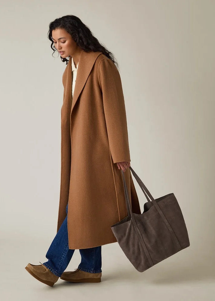 Lexington Suede Tote Bag Mid Brown
