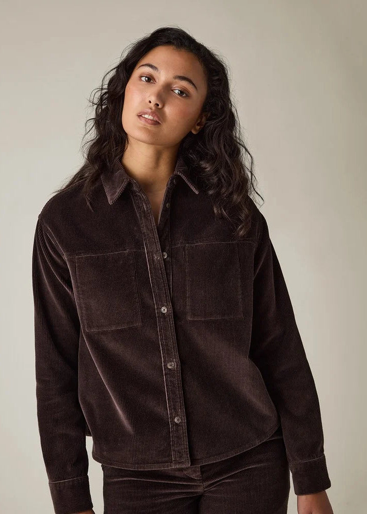 Lexington Cropped Corduroy Shirt Dark Brown