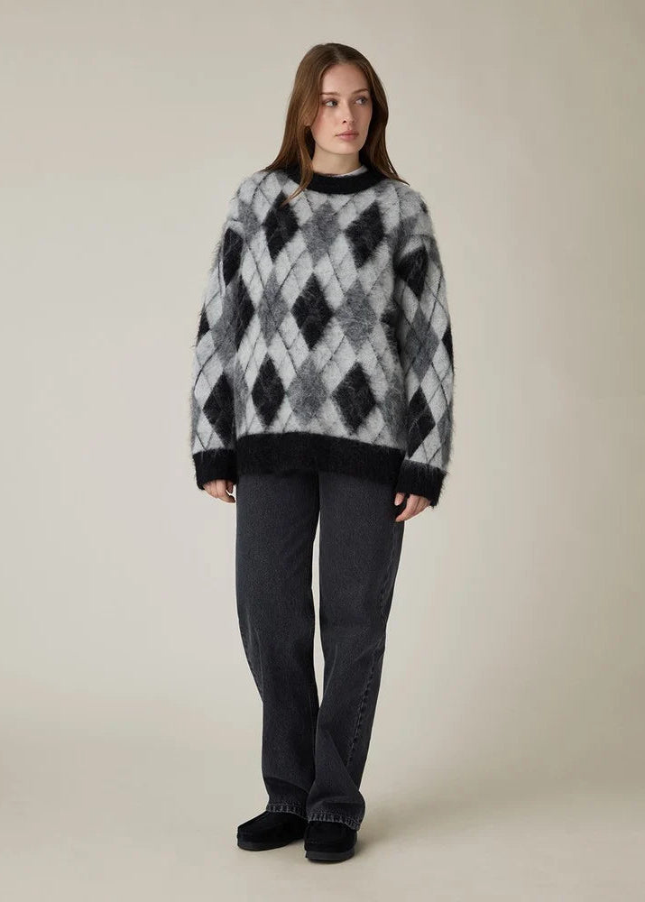 Lexington Brushed Argyle Knit Sweater Grey multi