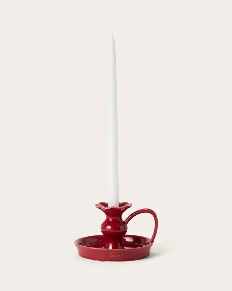 Lexington Stoneware Low Candle Holder Red