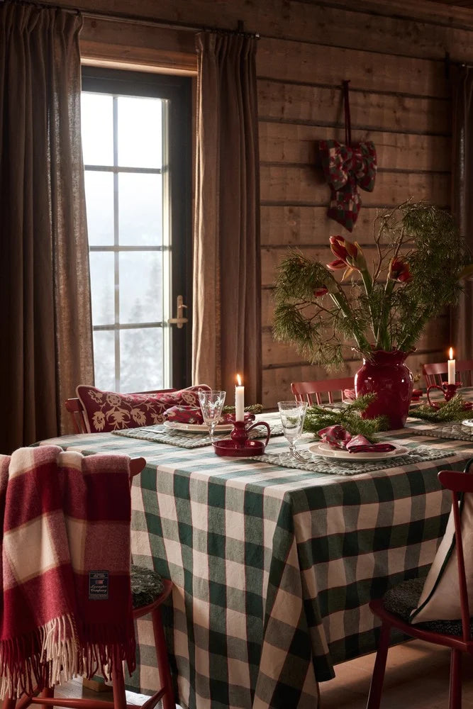 Lexington Stoneware Low Candle Holder Red