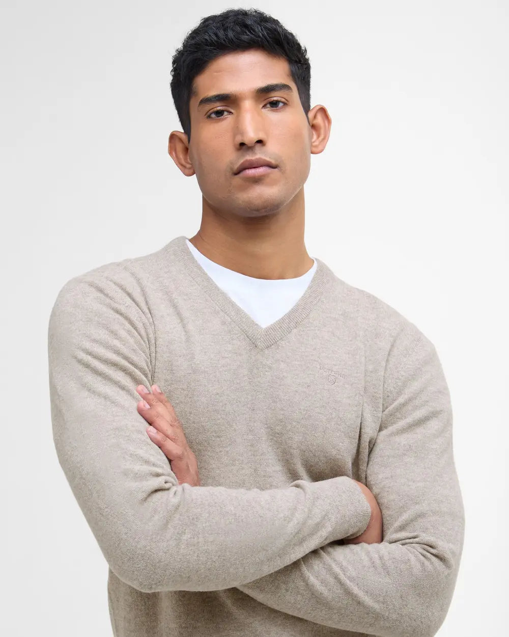 Barbour Essentail LW V Neck Stone