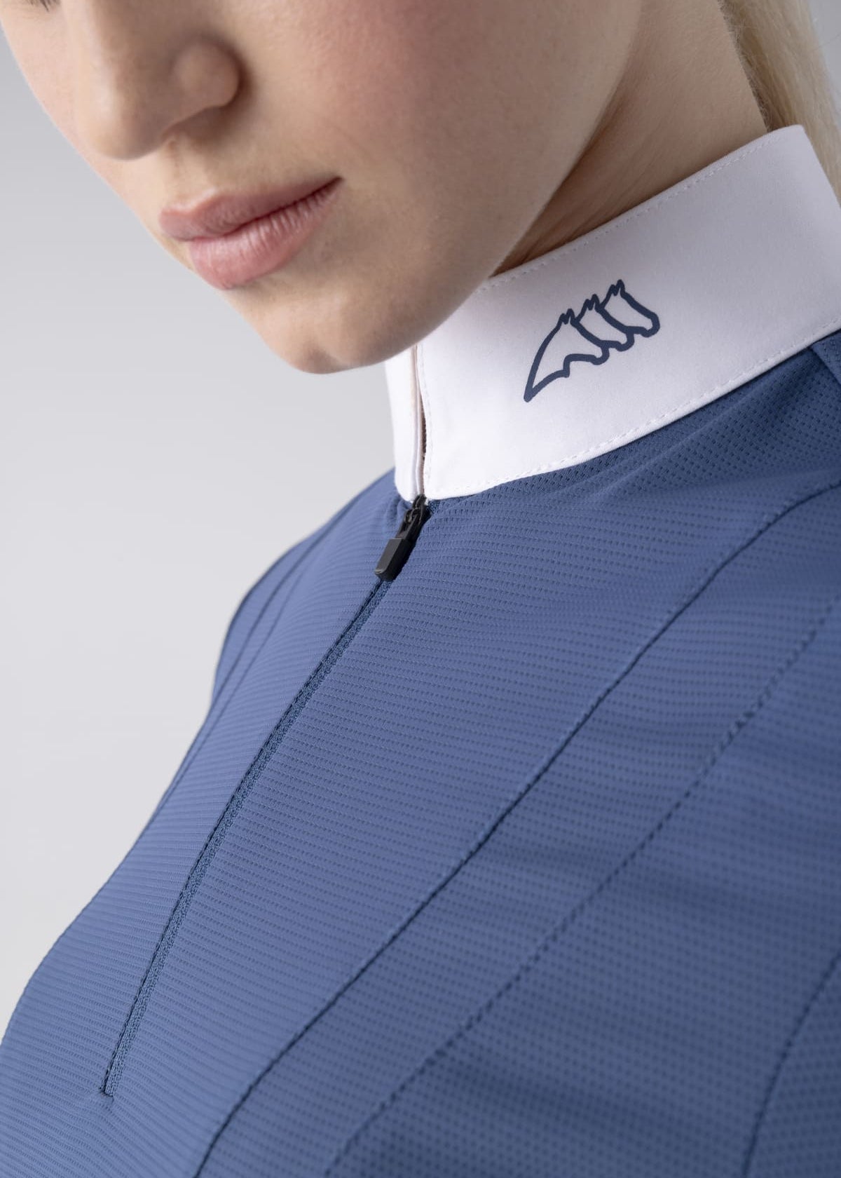Equiline Colid Short Sleeve Show Shirt Indigo Blue
