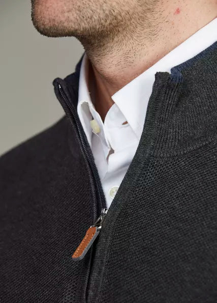 Hansen & Jakob Half Zip Structure Knit Antracit