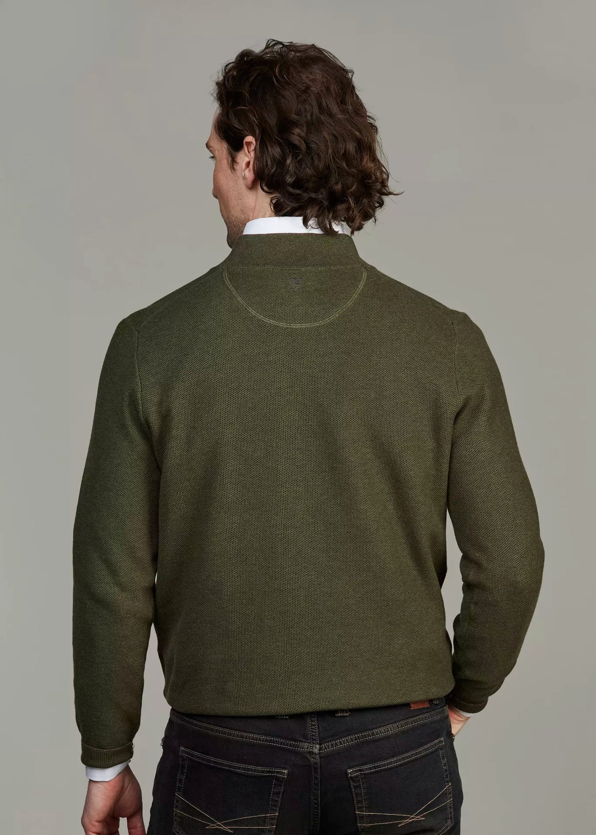 Hansen & Jacob Half zip Structure knit grön