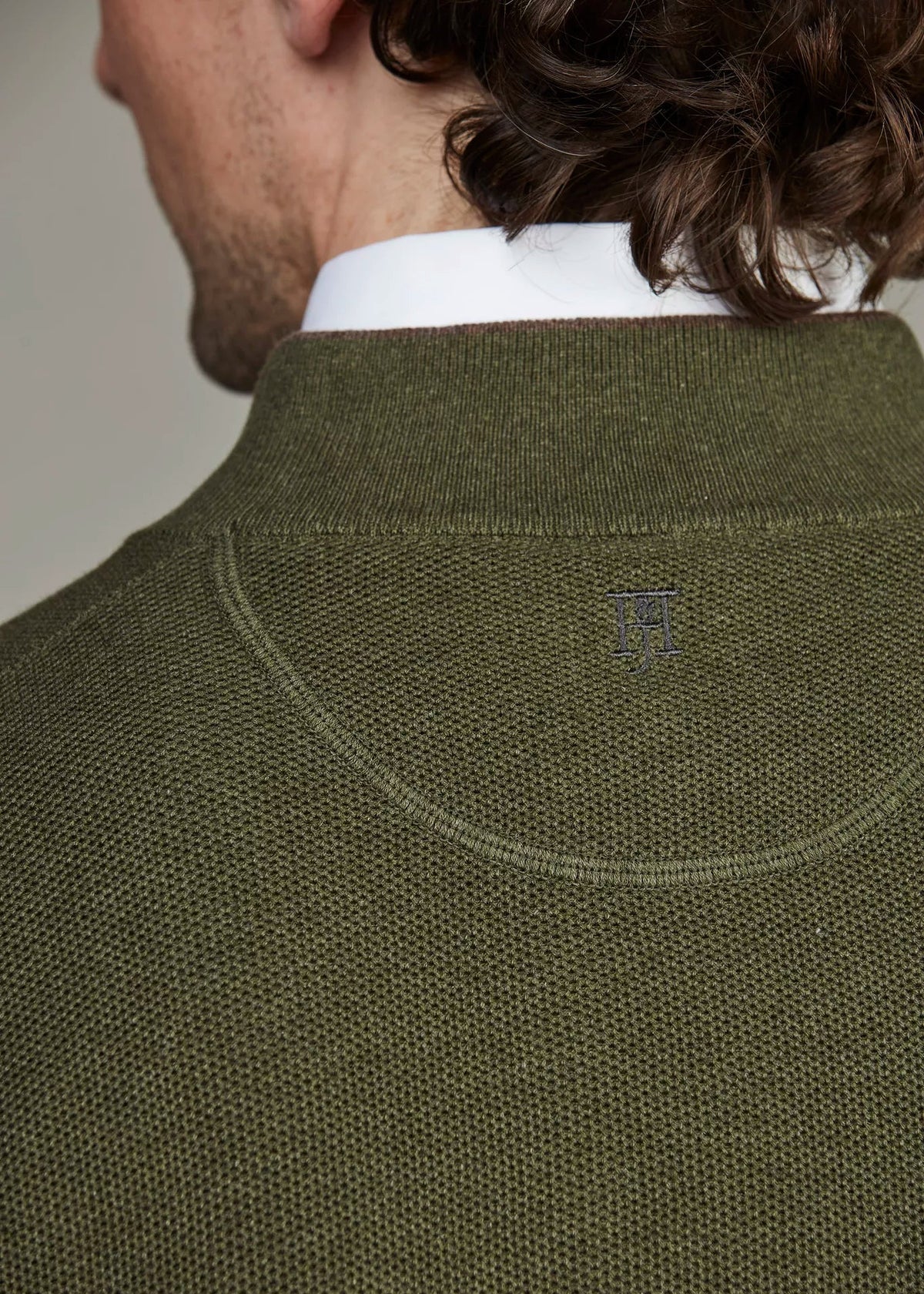 Hansen & Jacob Half zip Structure knit grön