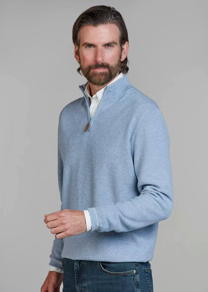 Hansen & Jacob Half Zip Structure Knit Blue