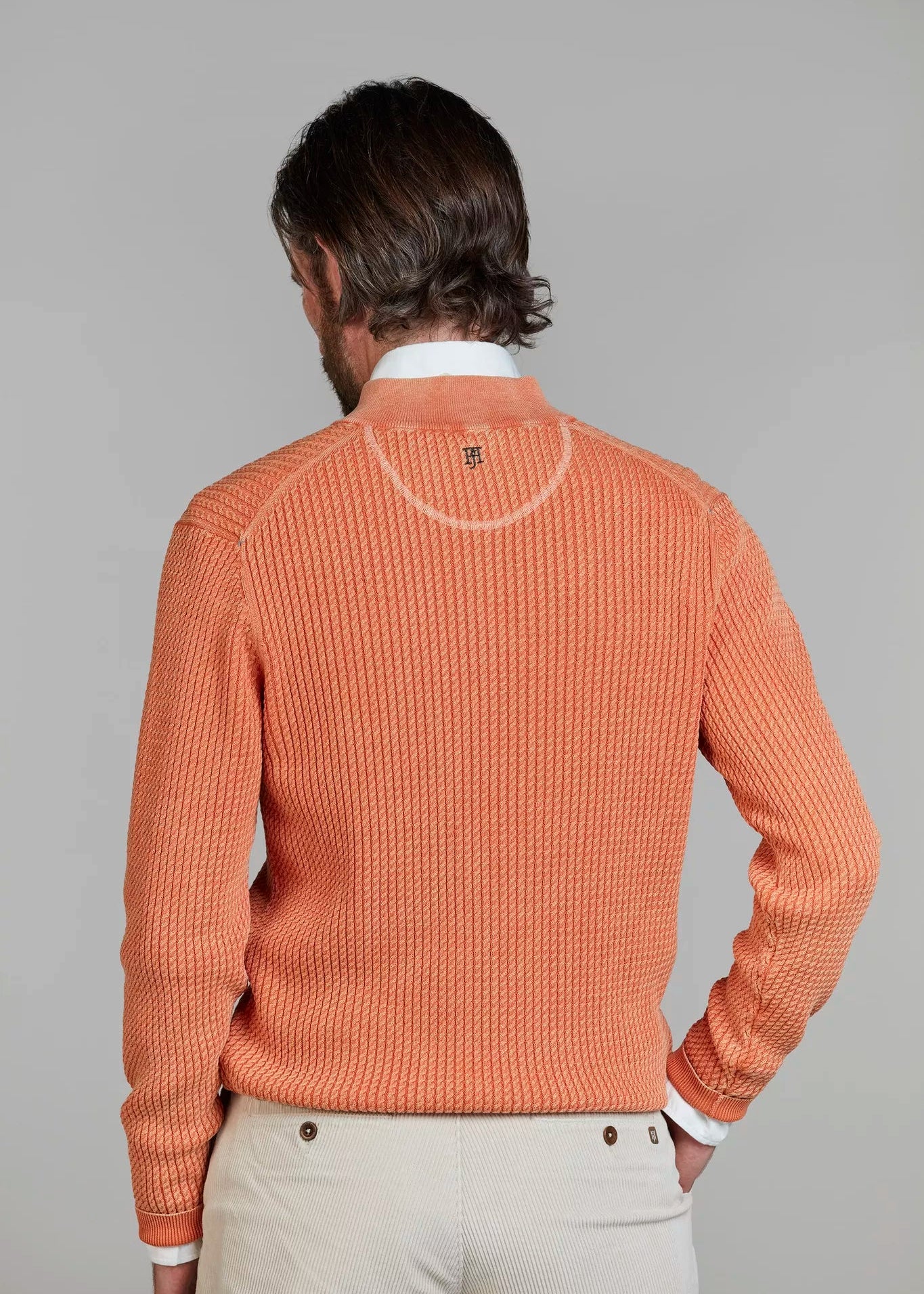 Hansen & Jacob Half Zip Vintage Wasch Knit Soft Orange