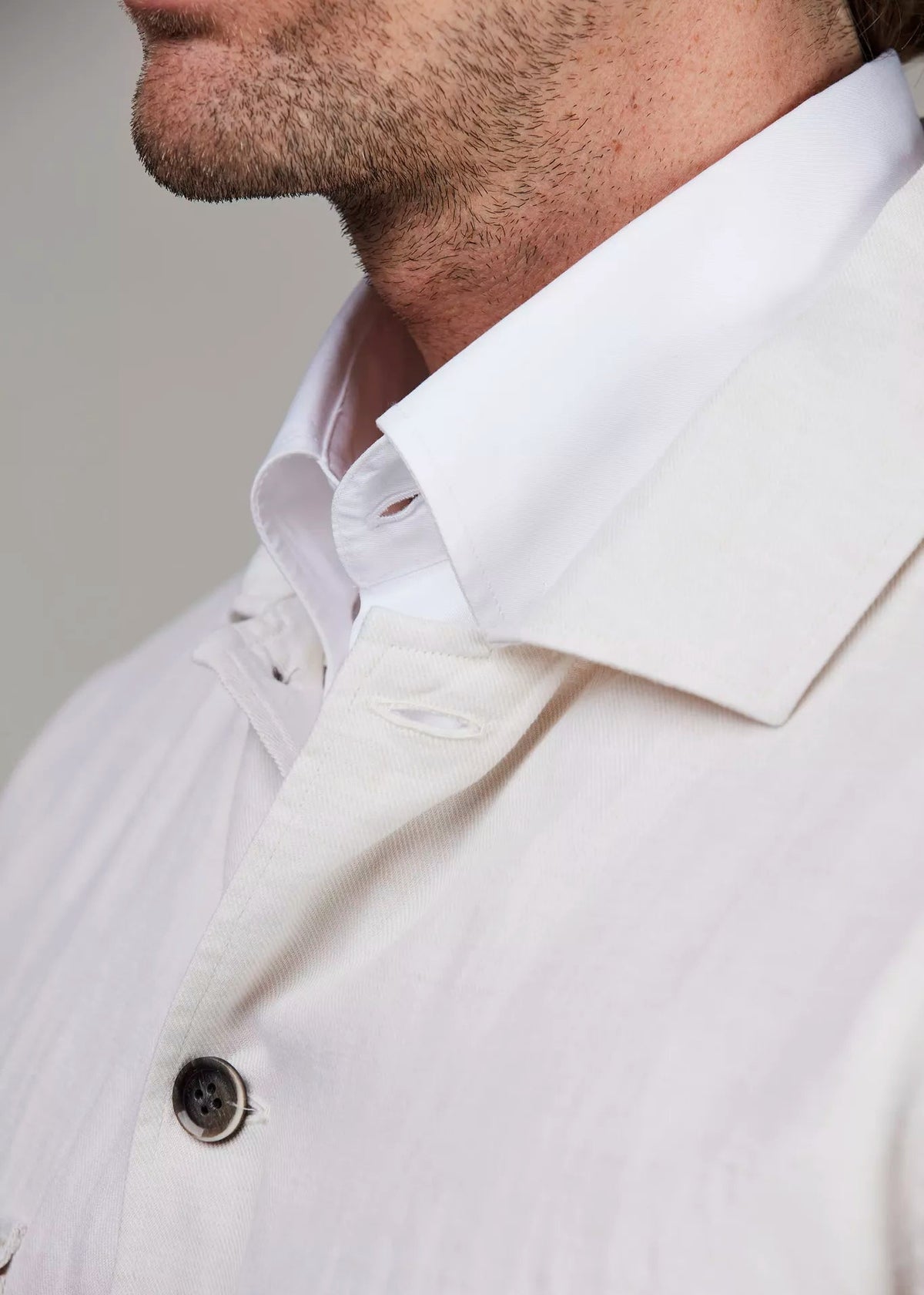 Hansen & Jacob Linen Twill Overshirt Offwhite