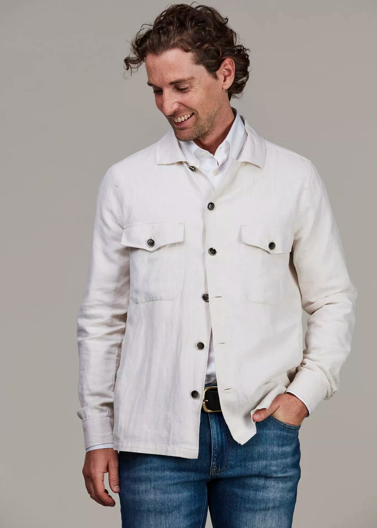 Hansen & Jacob Linen Twill Overshirt Offwhite
