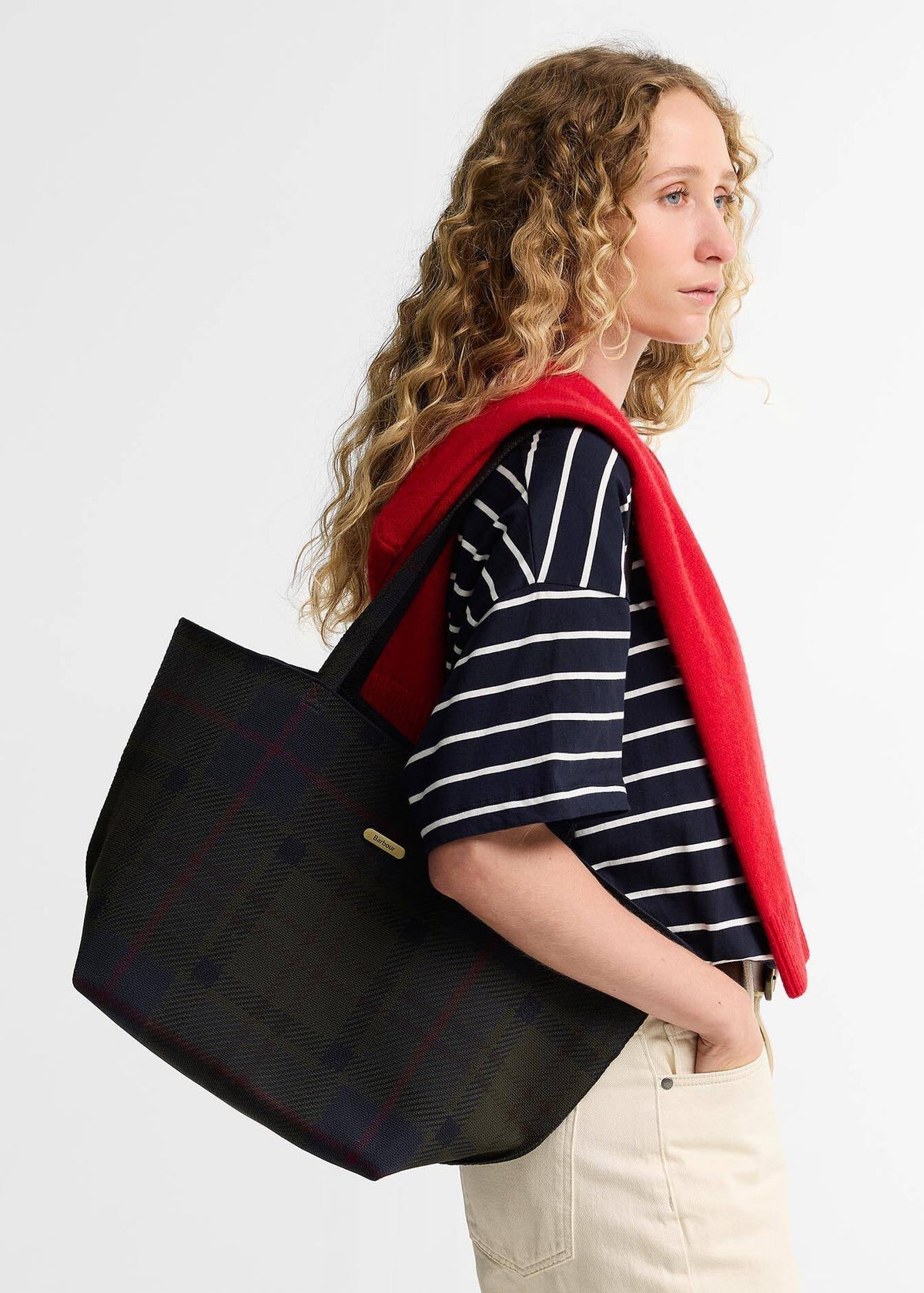 Barbour Layla Tartan Tote Bag Shadow Classic Tartan