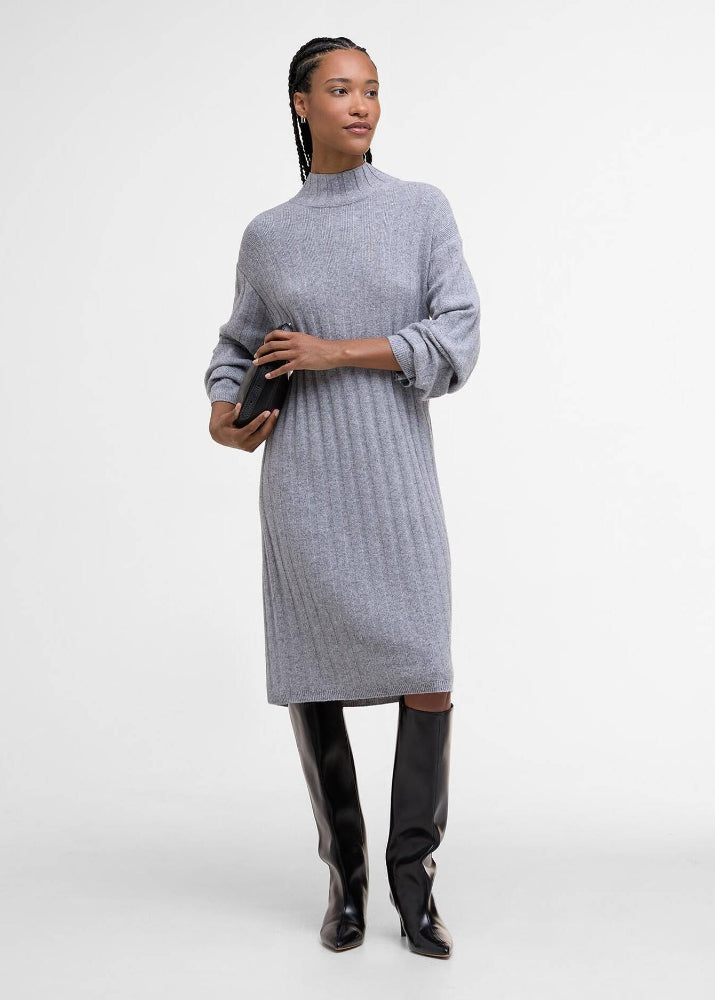Barbour Sophia Knitted Midi Dress Lh Grey