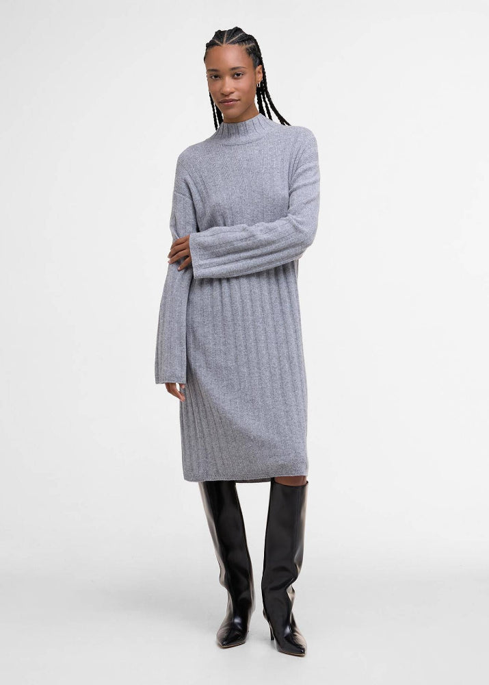 Barbour Sophia Knitted Midi Dress Lh Grey