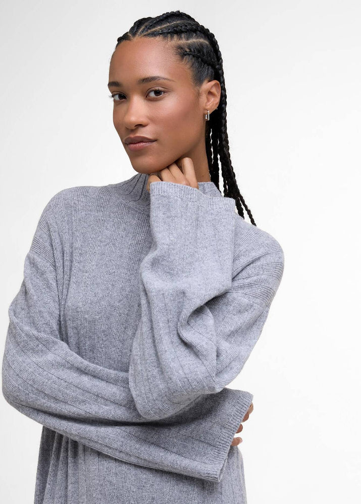 Barbour Sophia Knitted Midi Dress Lh Grey