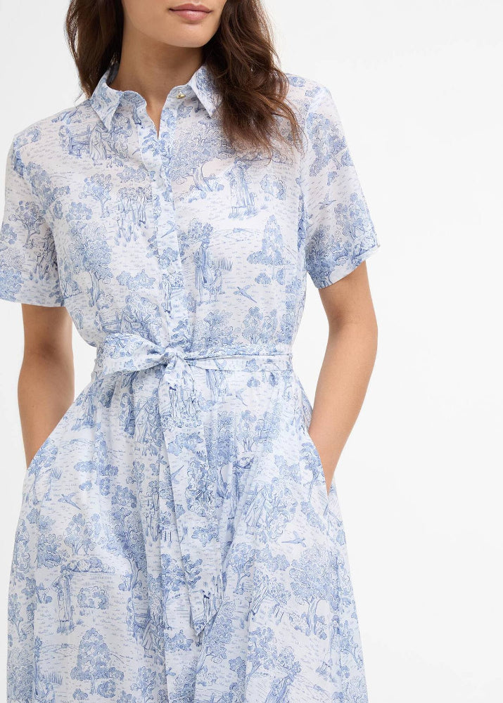 Barbour Wisteria Midi Dress Navy Blue Print