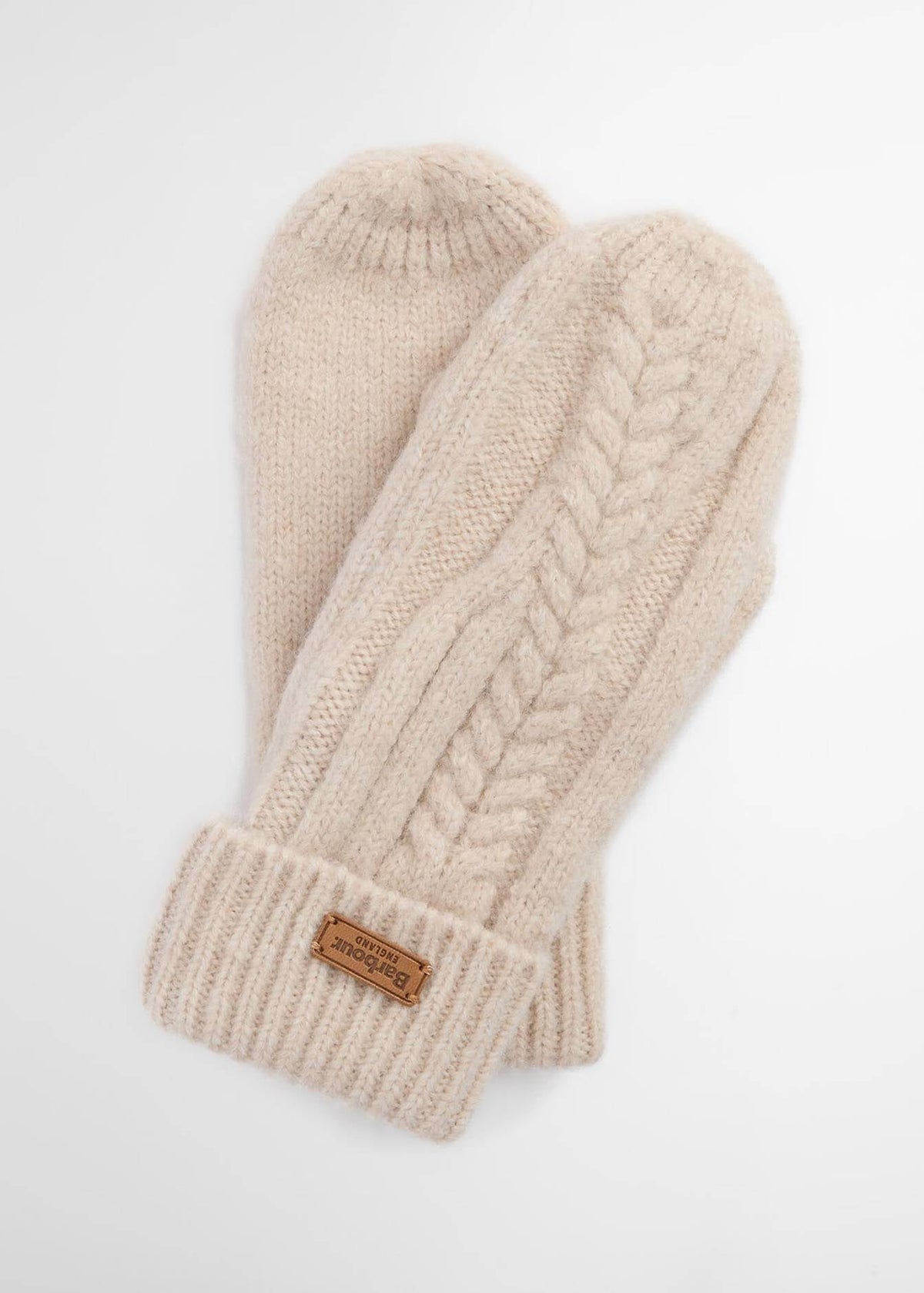 Barbour Elsdon Knitted Mittens Eggshell