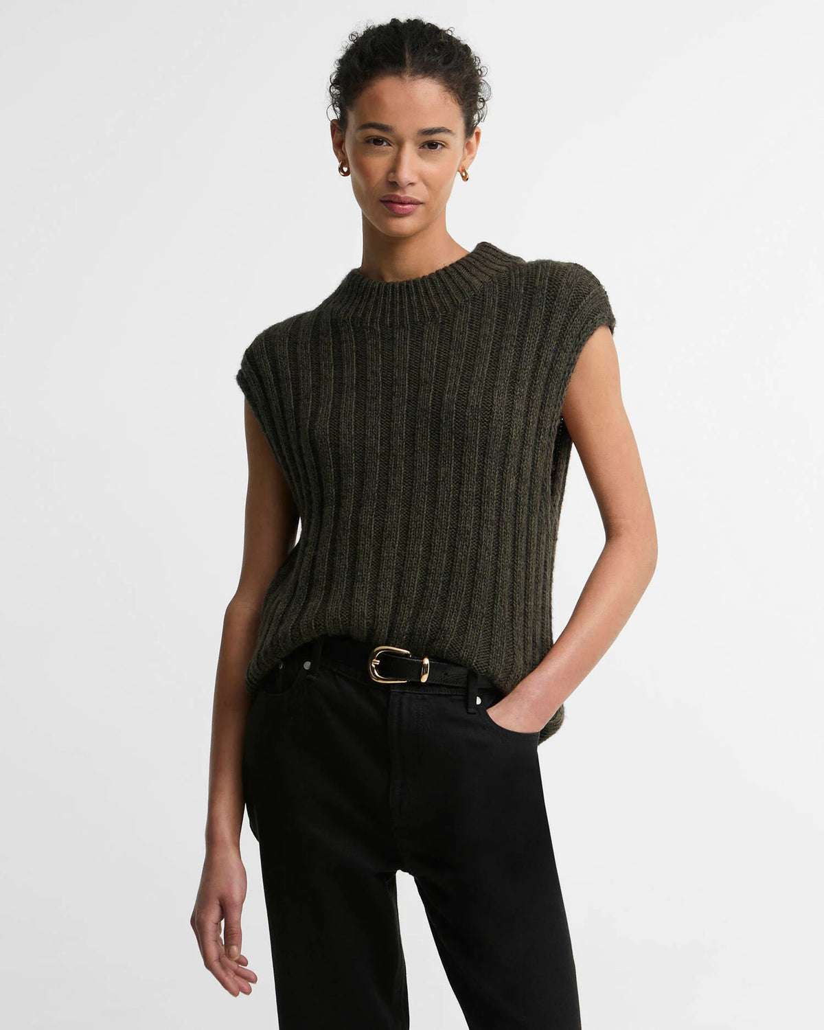 Barbour Anastasia Knitted Vest Olive Multi