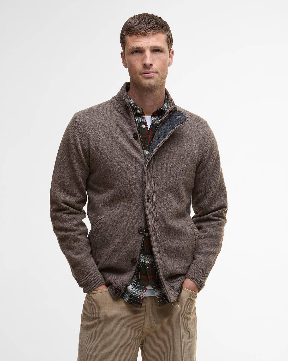 Barbour Ess Patch Zip Thru Dark Stone