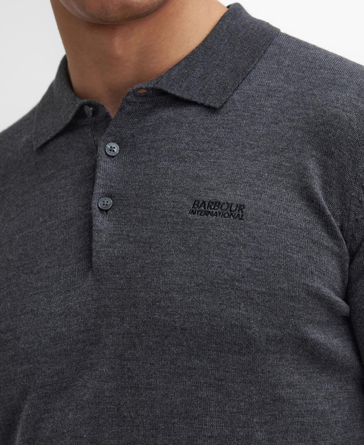 Barbour Intl Merlin Merino Polo Jumper Charcoal