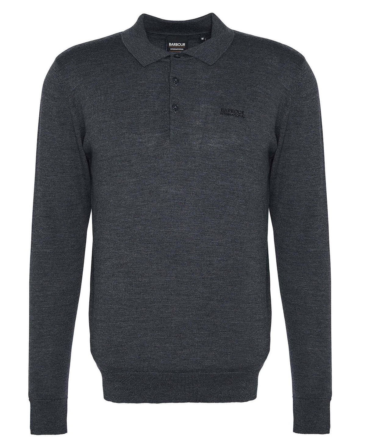 Barbour Intl Merlin Merino Polo Jumper Charcoal