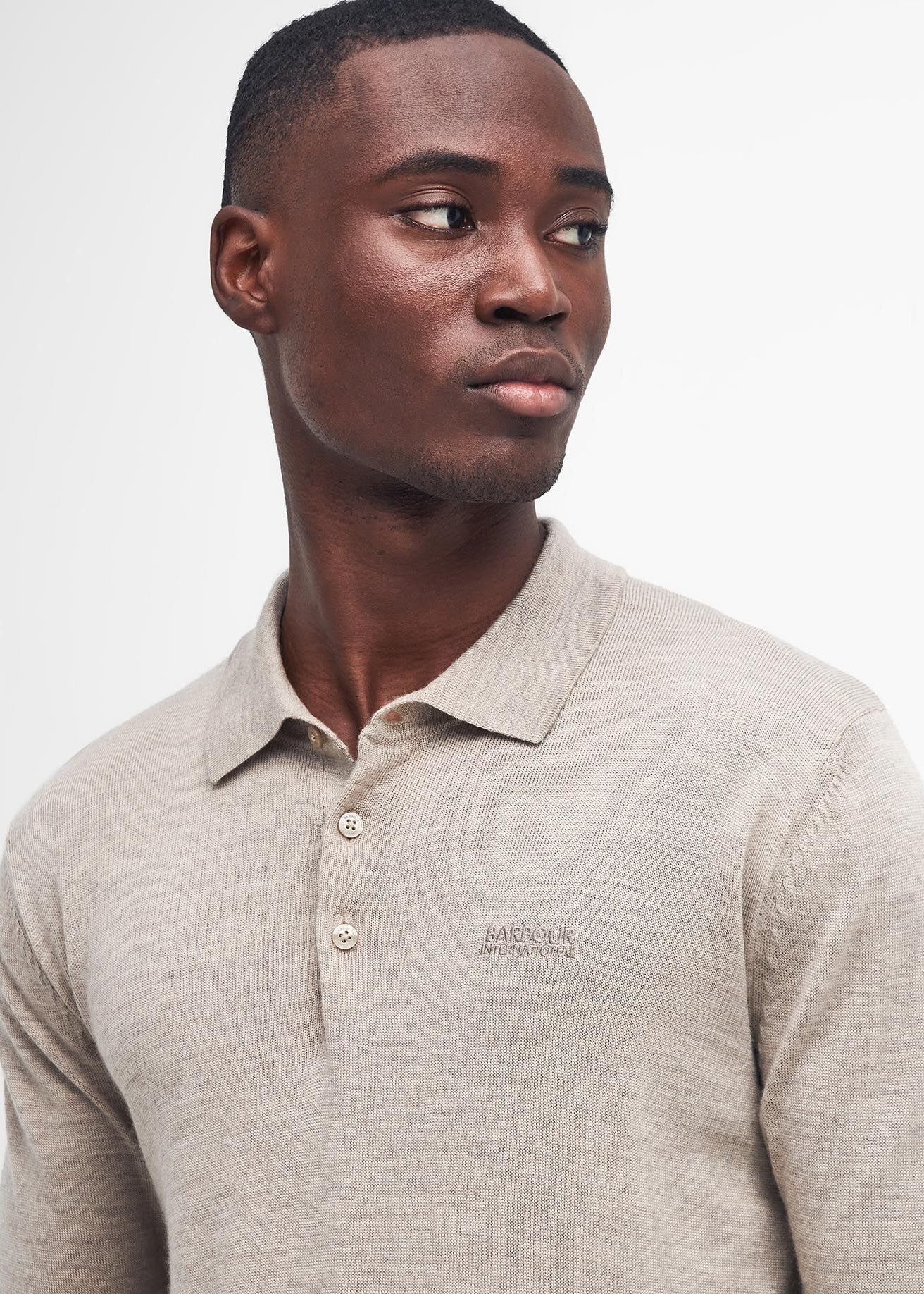 Barbour Intl Merlin Merino Polo Jumper Brindle