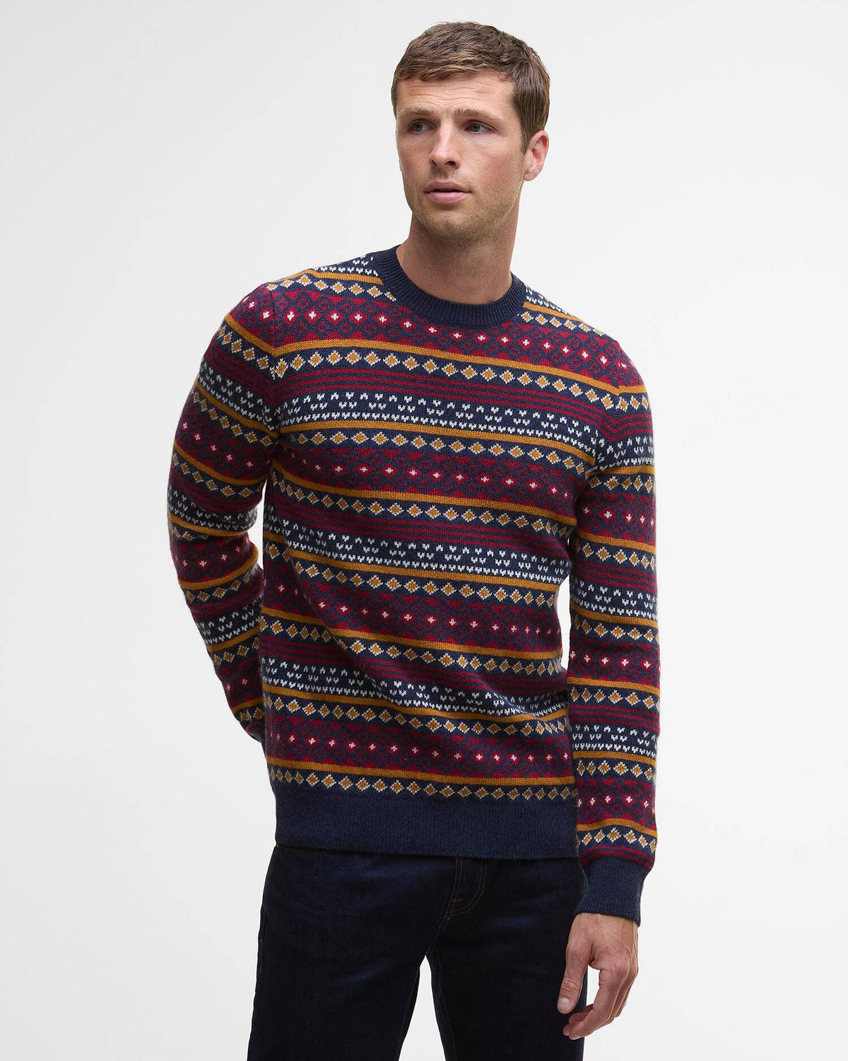 Barbour Easdale Fair Isle Crew Neck SWTR Navy