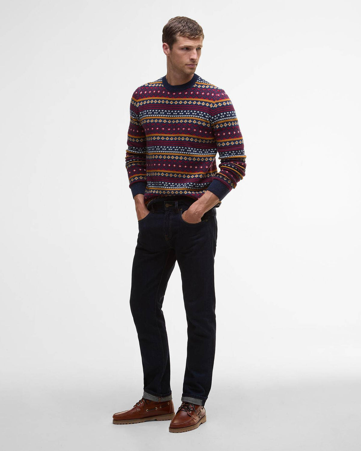 Barbour Easdale Fair Isle Crew Neck SWTR Navy