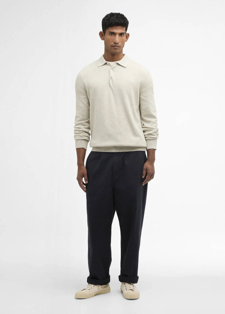 Barbour Pima Cotton Knitted Polo Shirt Neutral