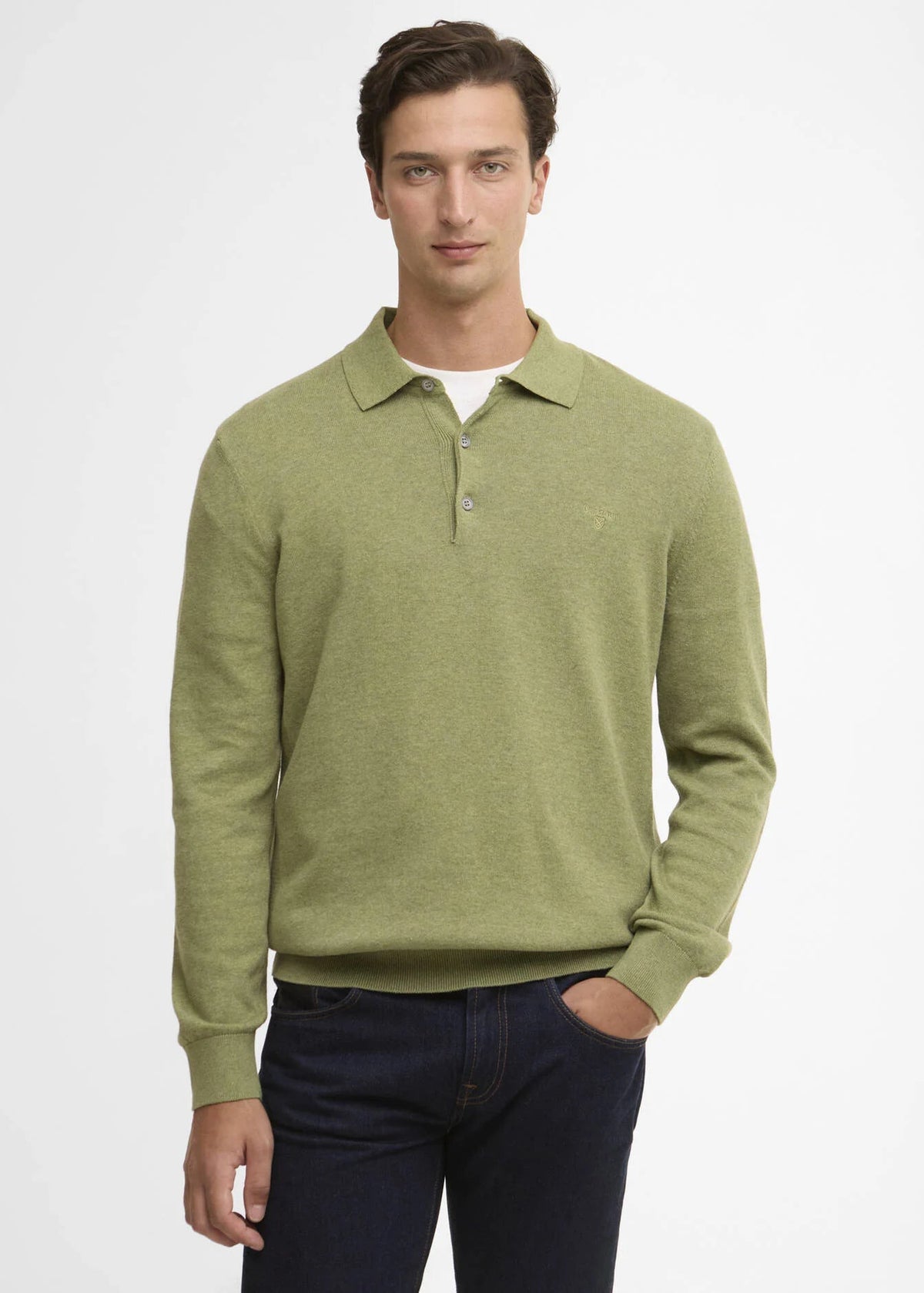 Barbour Pima Cotton Knit Polo Shirt Laurel GR