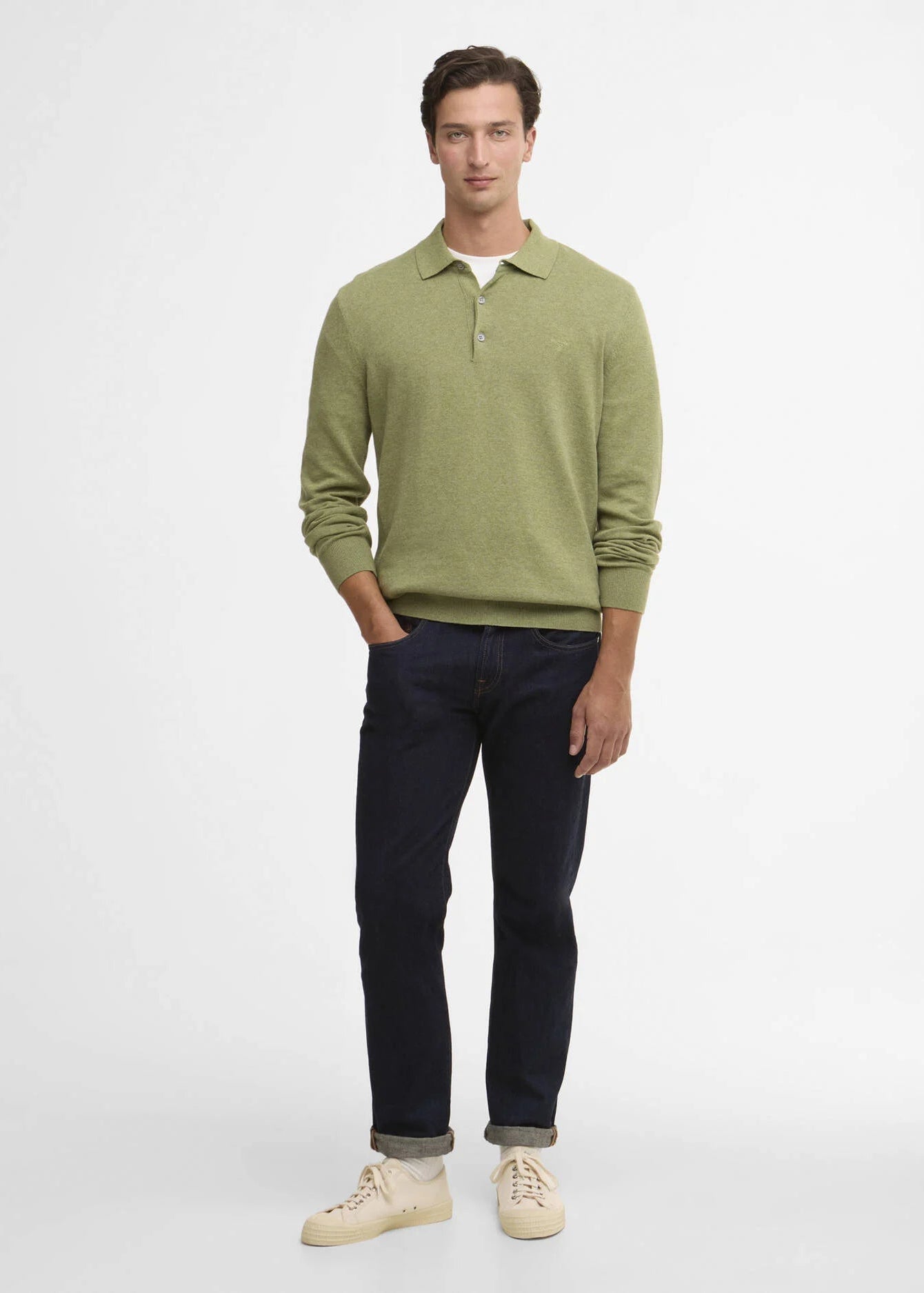 Barbour Pima Cotton Knit Polo Shirt Laurel GR