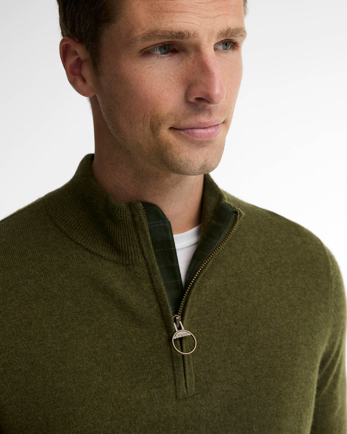 Barbour RonsonTartan Trim Half Zip Olive