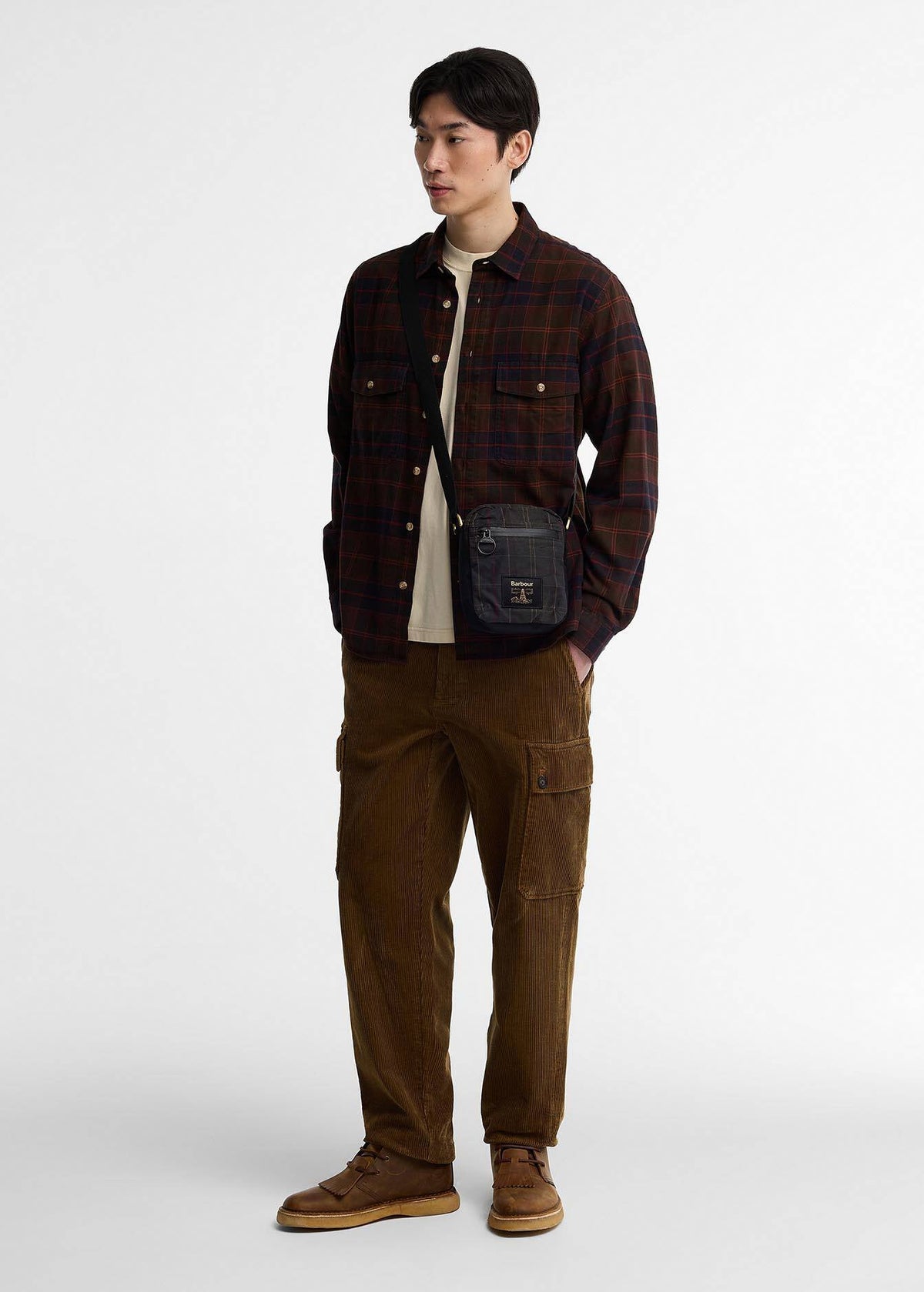 Barbour Field Tartan Wax Crossbody Bag DK CL Tarta