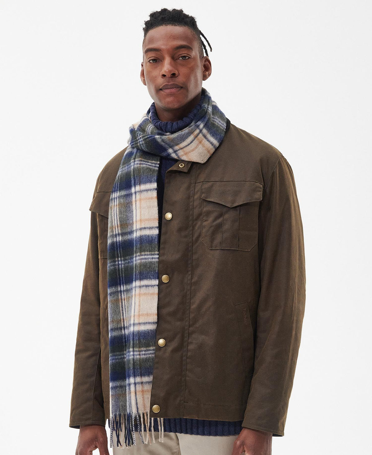 Barbour New Check Tartan Scarf BeigePlaid