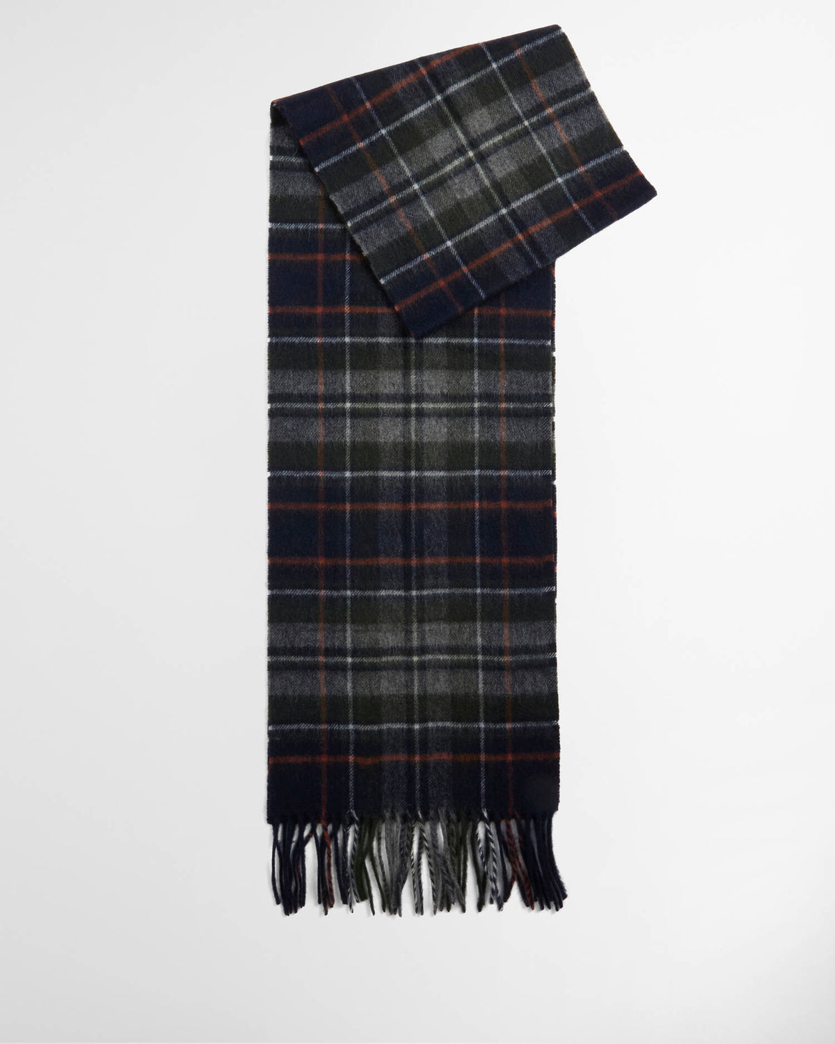 Barbour Tartan Lambwool Scarf Navy Dark Ginger