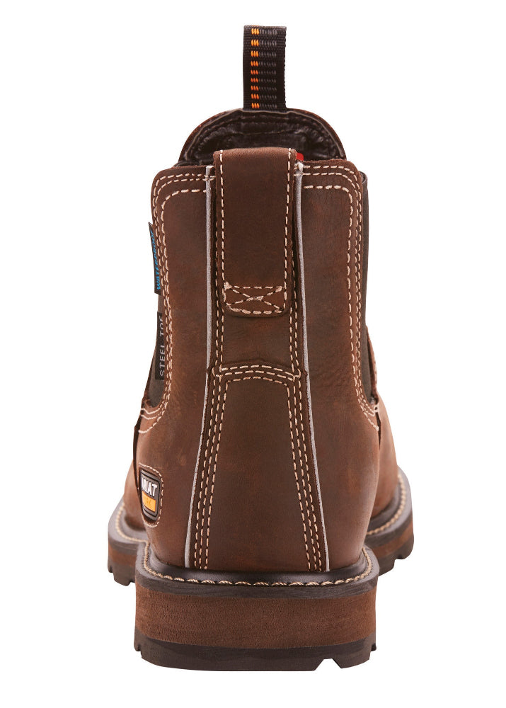 Ariat Groundbreaker Chelsea Waterproof Steel Toe Men's Work Boot Dark Brown