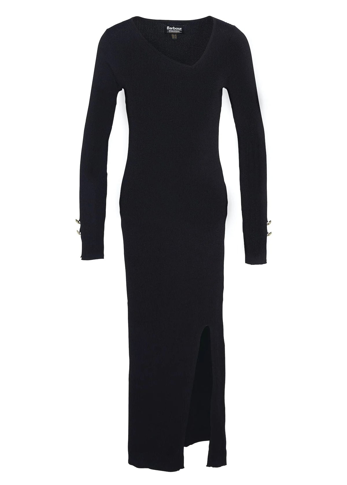 Barbour International Piquet Knitted Midi Dress Black
