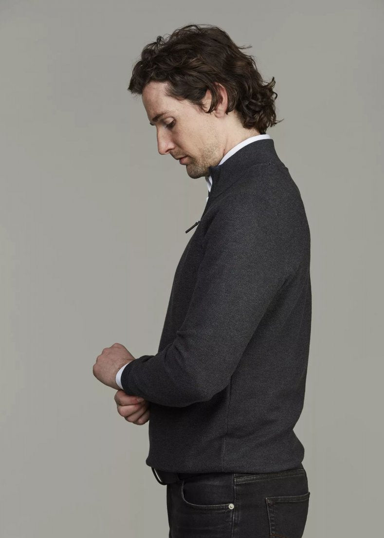 Hansen & Jakob Half Zip Structure Knit Antracit