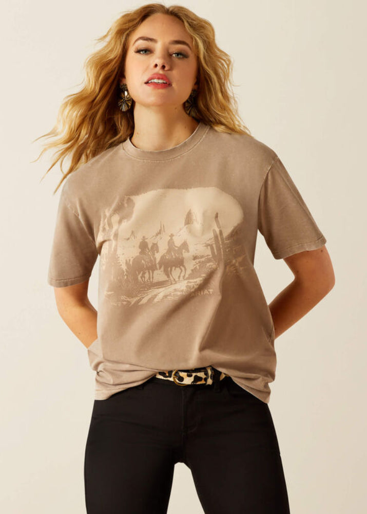 Ariat Western Murial SS T-shirt Washed Greige