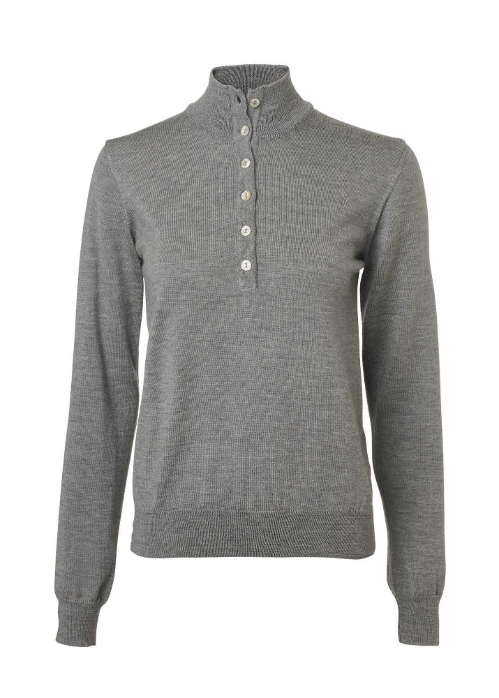 Chevalier Blaise Buttoned Merin Pullover Smoked Gray