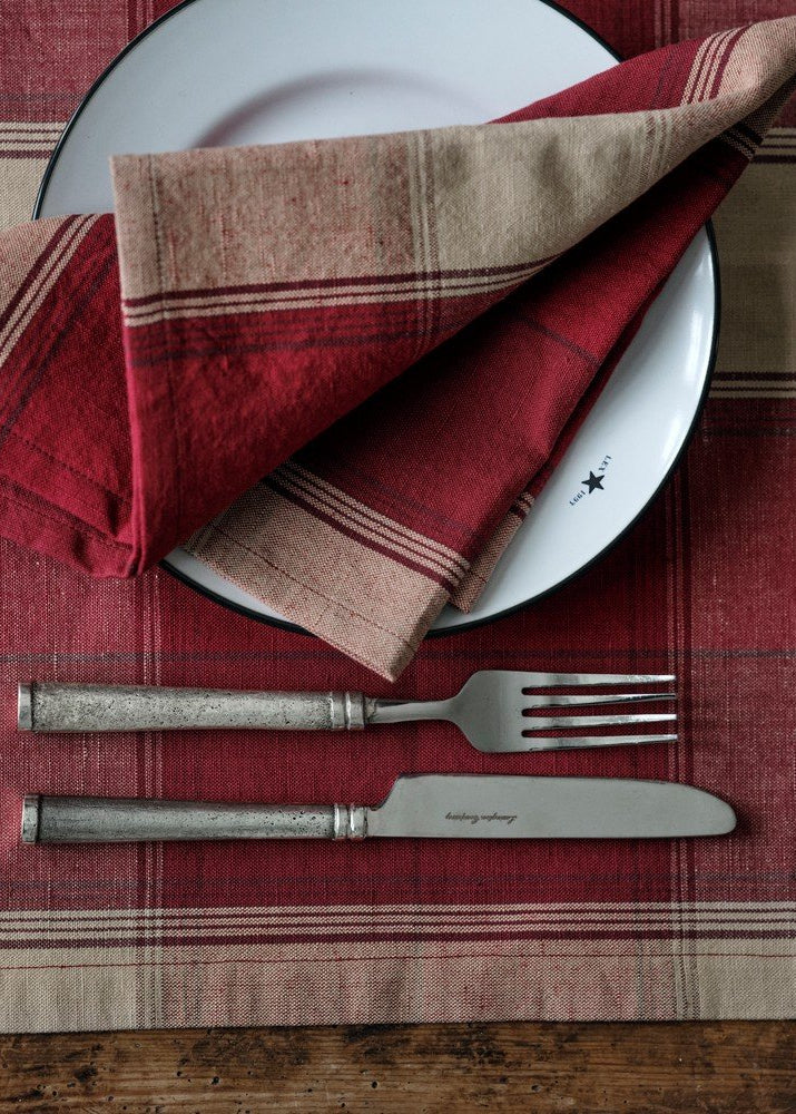 Lexington Check Lin/Cotton Napkin Red/Beige 50x50