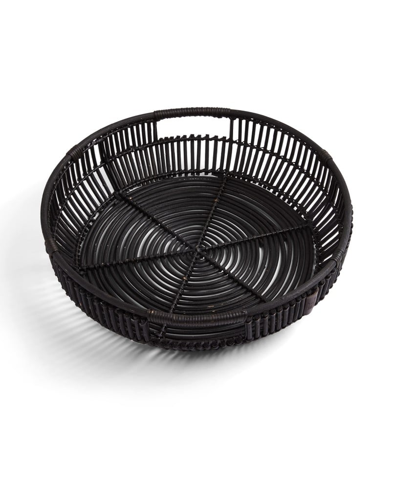 Lexington Black Round Rattan Tray